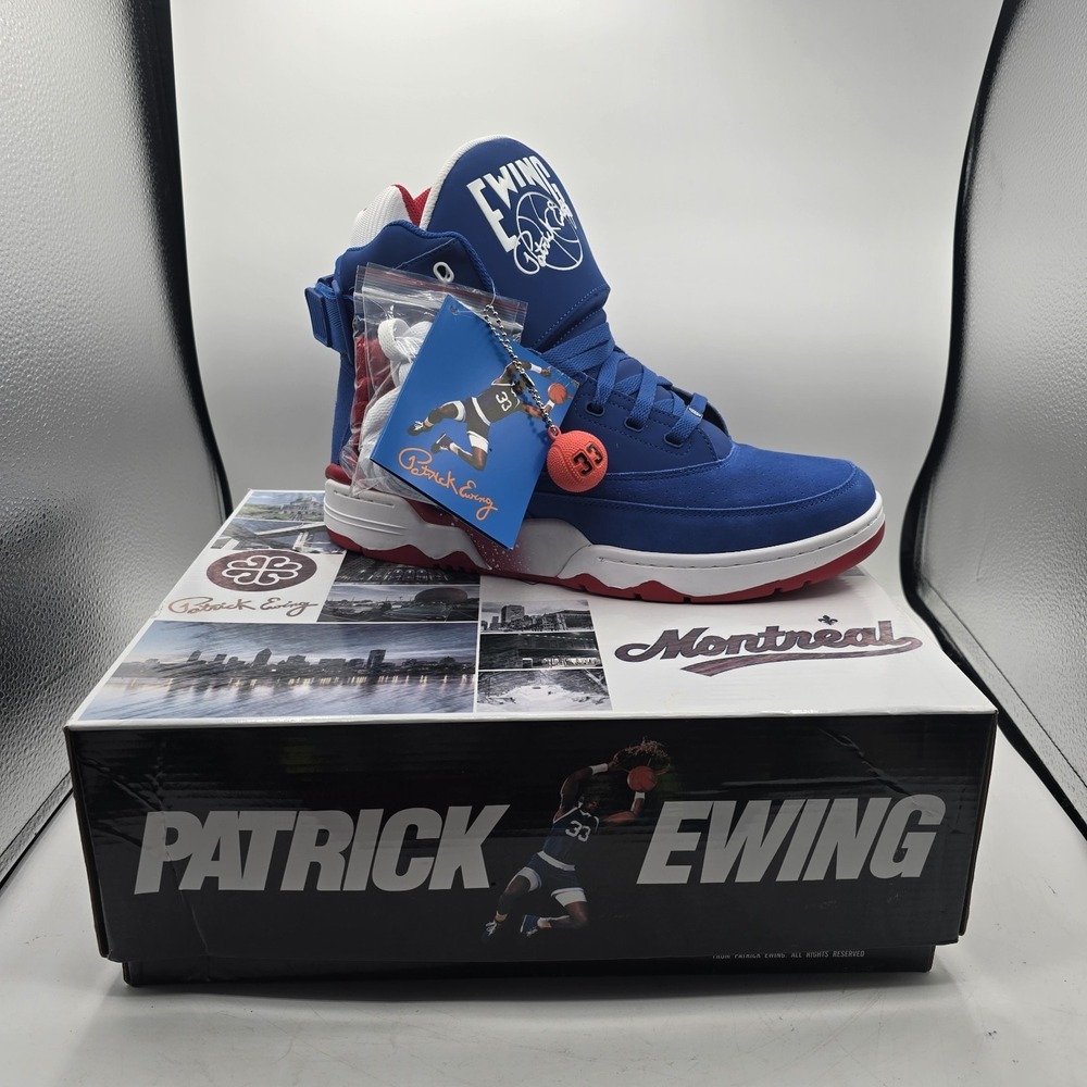 NIB Patrick Ewing 33 HI Montreal Size 13 Blue/White/Red Basketball Shoes